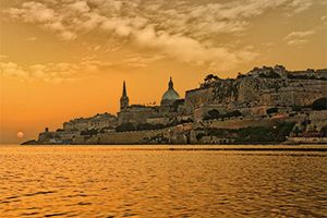 Blick von Sliema auf Valletta